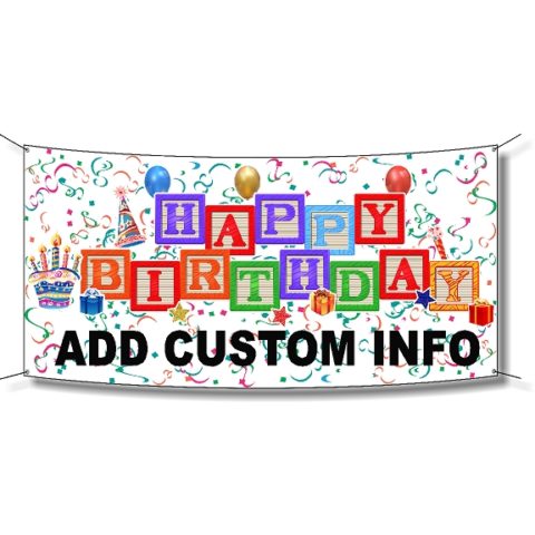 Happy Birthday Party Banner - Blocks - The Sign Store Nm