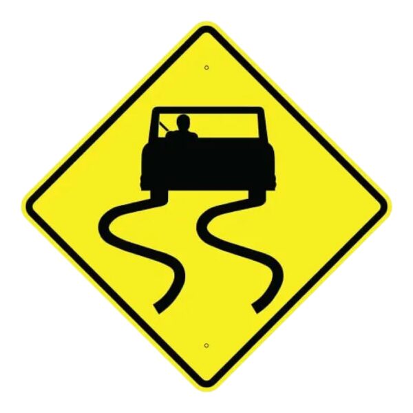 Slippery When Wet Sign - Symbol - MUTCD Compliant