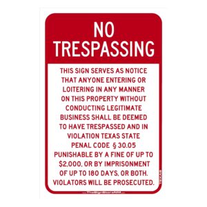 No Trespassing Sign - Texas State Code