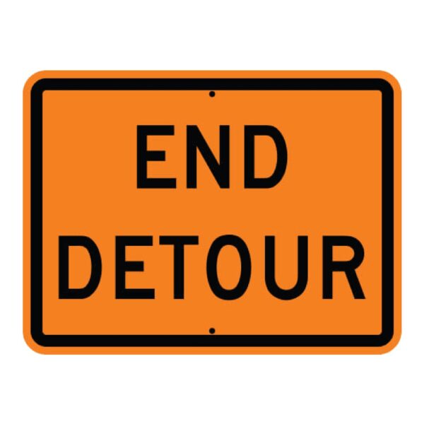 End Detour Sign - Orange - MUTCD Compliant