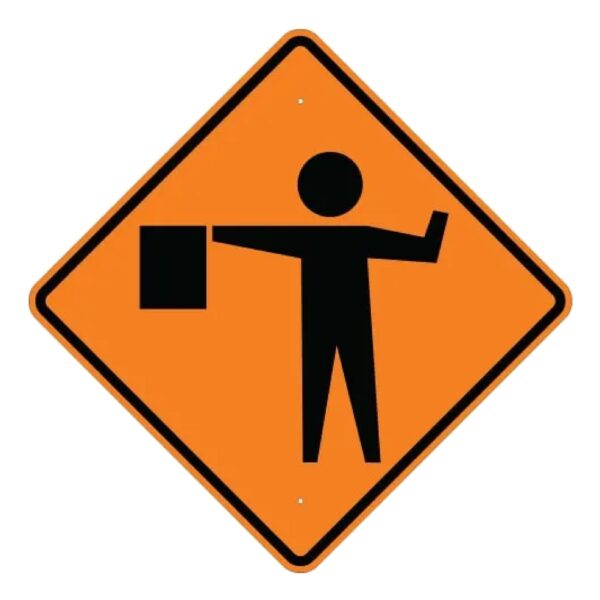 Flagger Symbol Sign - Orange - MUTCD Compliant