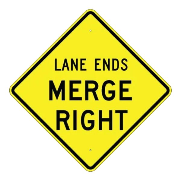 Lane Ends - Merge Right Sign - MUTCD Compliant