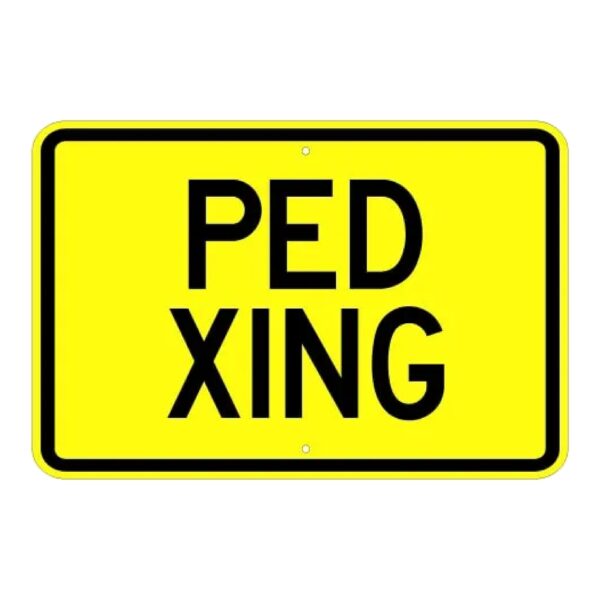 Ped Xing Sign - Yellow - MUTCD Compliant