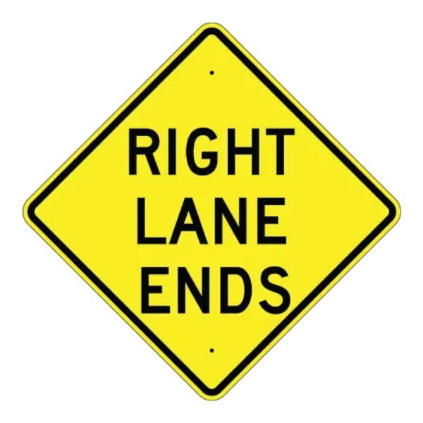 Right Lane Ends Sign - MUTCD Compliant