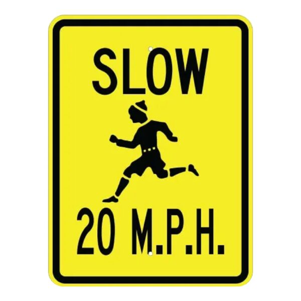 Slow 20 MPH Sign - Child Symbol - MUTCD Compliant