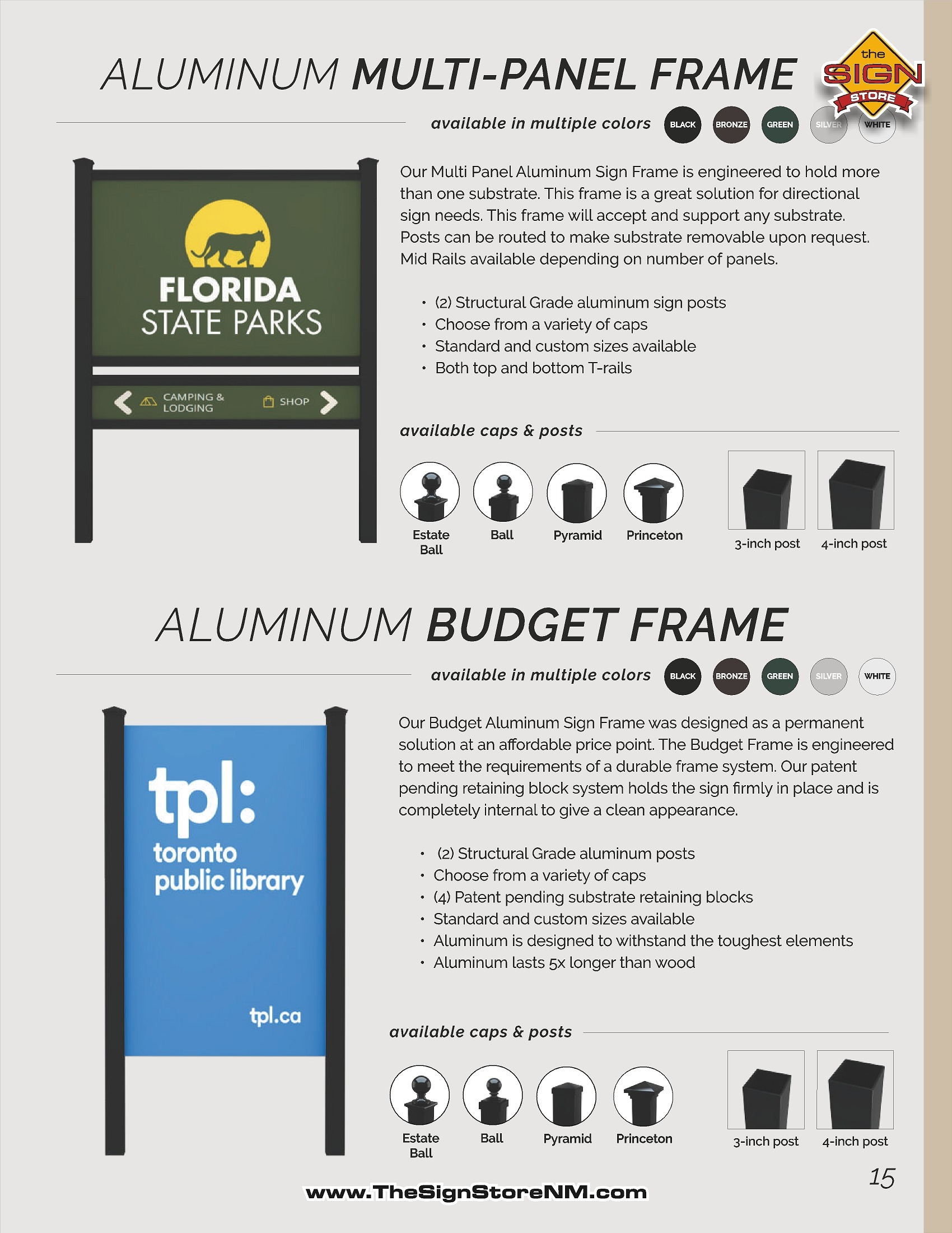 Aluminum Multi-Panel and Budget Frame - pg 15