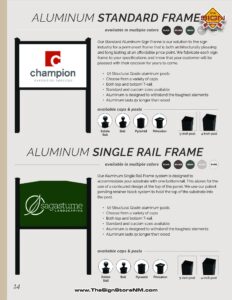 Aluminum Standard and Single Rail Frame - pg 14