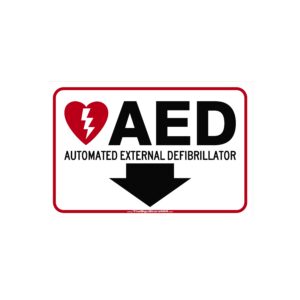 AED Sign - Down Arrow - 12x18
