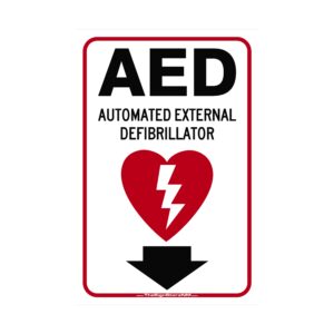 AED Sign - Down Arrow - 18x12