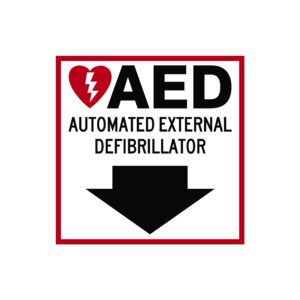 AED Sign - Down Arrow - Square