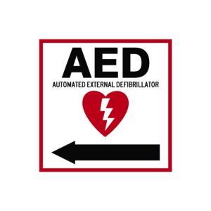 AED Sign - Left Arrow - Square