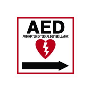 AED Sign - Right Arrow - Square