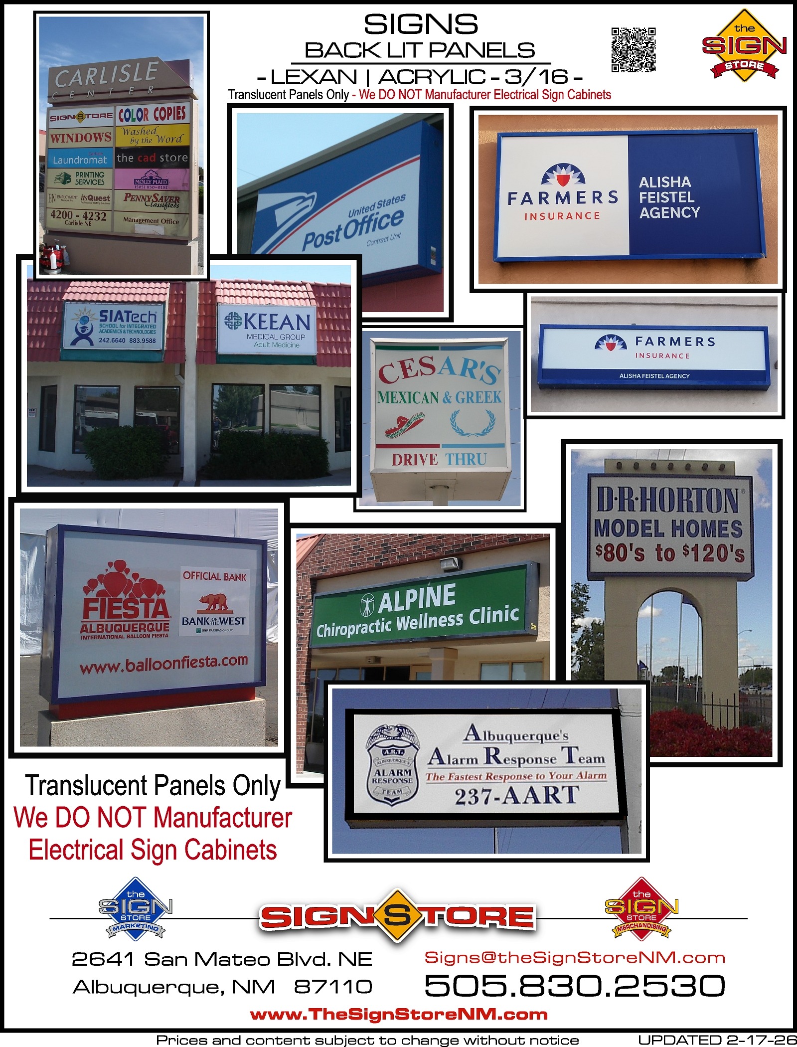Signs - Backlit Panels - Lexan - Acrylic - Gallery