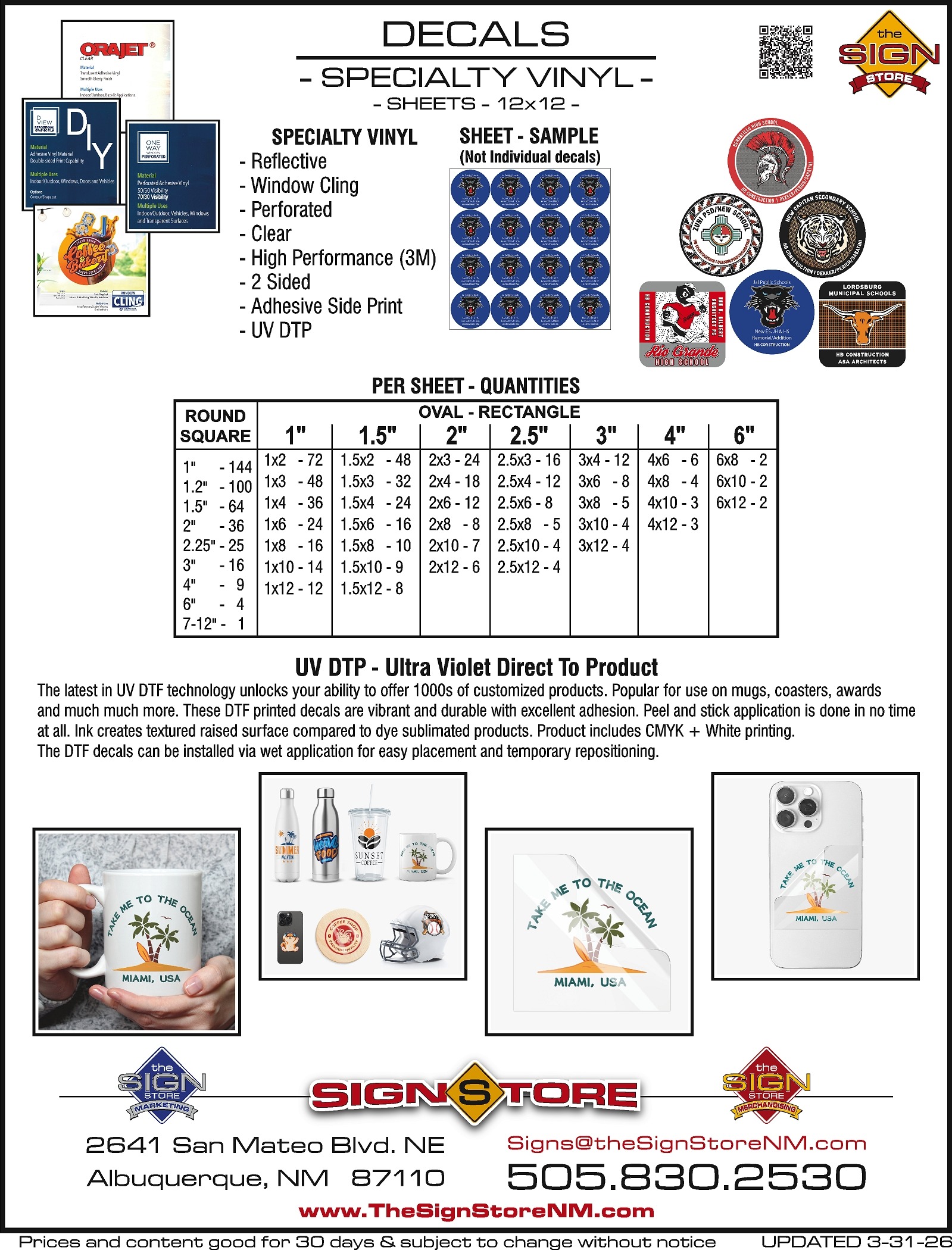Decals - Specialty Vinyl - Sheets